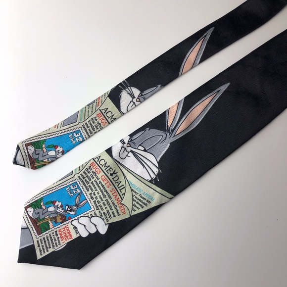 Warner Bros. Other - EUC Looney Tunes Bugs Bunny Black Neck Tie